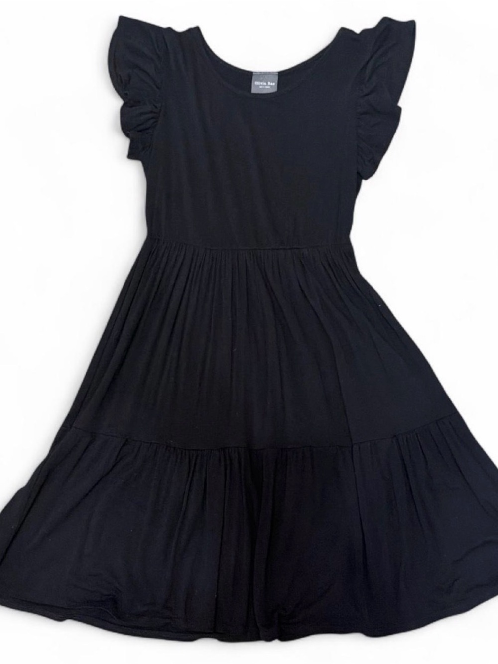 Olivia Rae Black Midi Dress with Flutter Sleeves